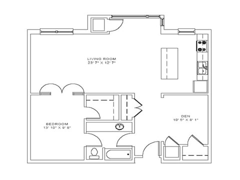 1 Bed with Office Floorplan